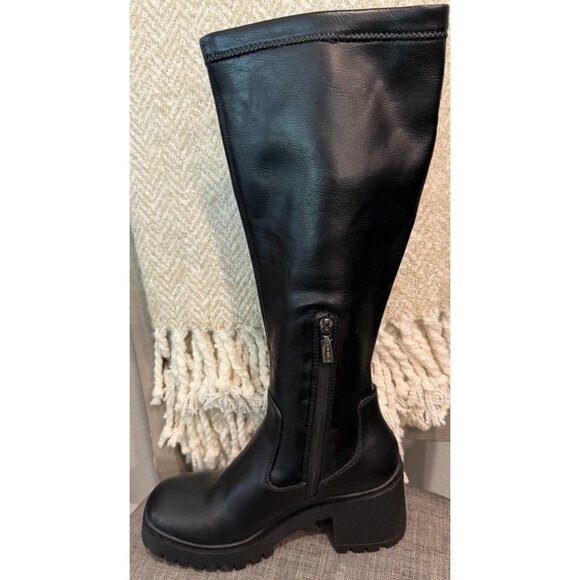BLONDO ROUSE Size 8 Black Waterproof Leather Knee-High Lug Platform Boots - Picture 12 of 16